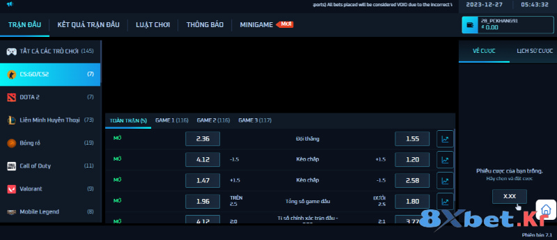 Cược CS:GO trên 8Xbet
