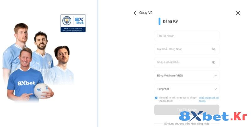 Đăng ký tài khoản 8Xbet