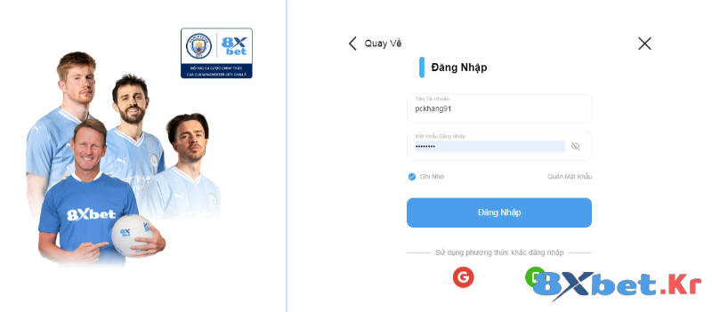 Đăng nhập tài khoản 8Xbet
