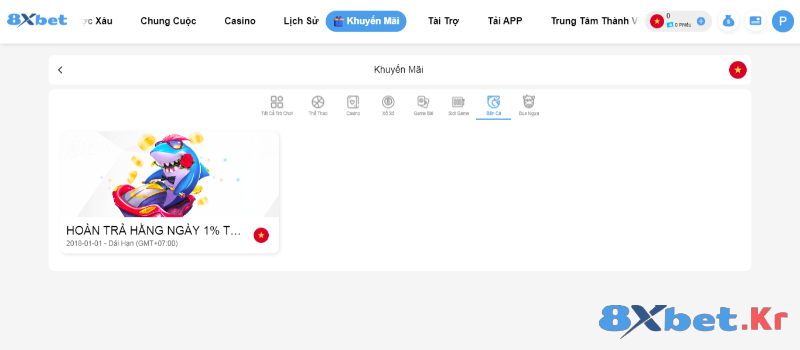 Khuyến mãi bắn cá 8Xbet hấp dẫn 