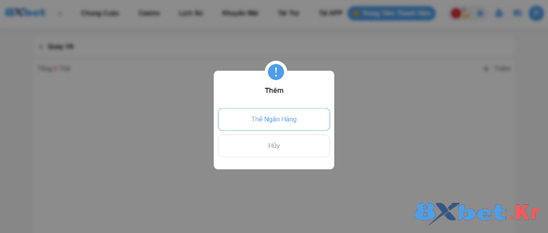 Thêm tài khoản ngân hàng vào tài khoản 8Xbet
