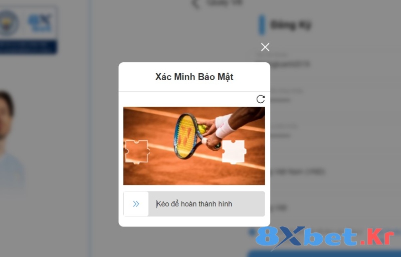 Xác mình bảo mật để hoàn tất đăng ký 8Xbet