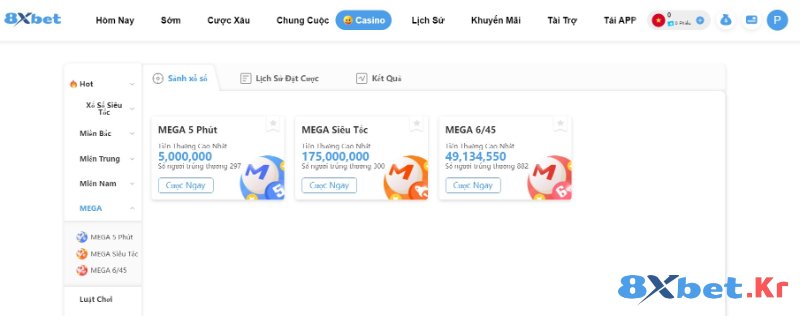 Xố số Mega 8Xbet